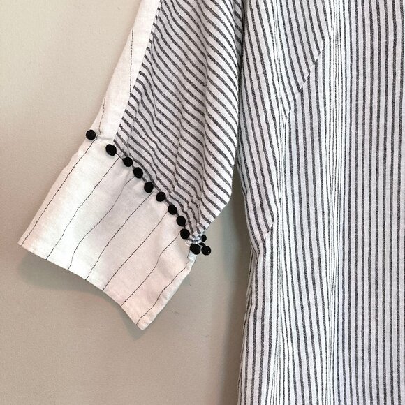 ZARA Tunic Black and White Striped Linen Cotton Blend Sz S - Picture 4 of 5